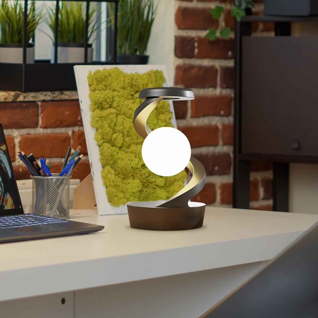 Rotating Moon Desk Lamp With Phone Wireless Charging Sensor