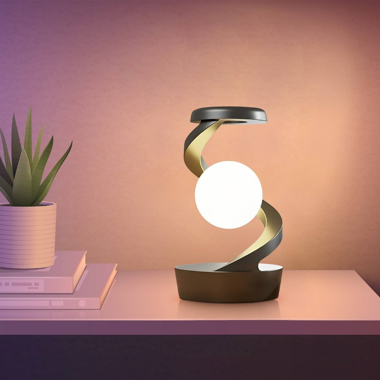 Rotating Moon Desk Lamp With Phone Wireless Charging Sensor