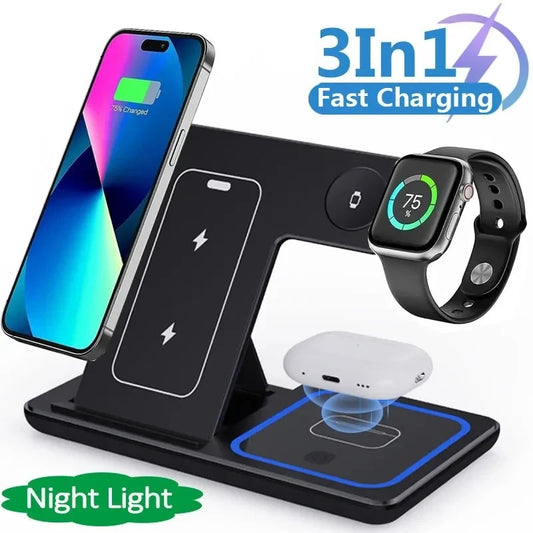 3 In 1 LED Fast Wireless Charger Stand