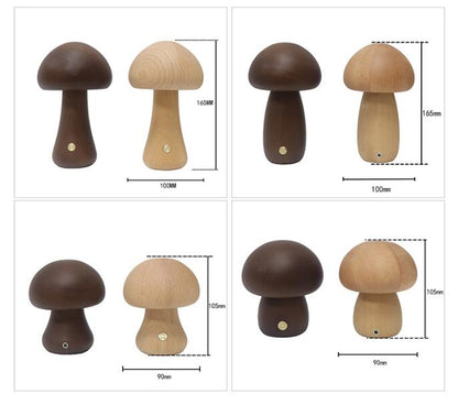 Wooden Cute Mushroom LED Night Light