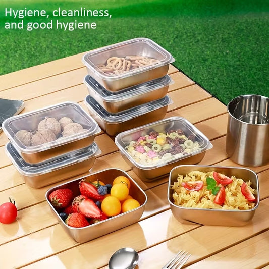 10pcs Stainless Steel Food Storage Containers – Flip-Top Lids