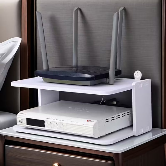 Wall-Mounted Router & WiFi Shelf – Cable Management Rack