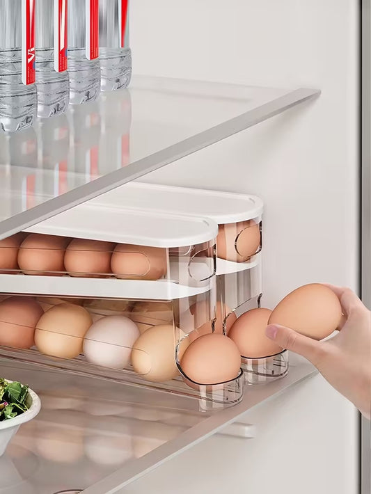 12-14 Egg Sliding Storage Box – Flip-Top Organizer
