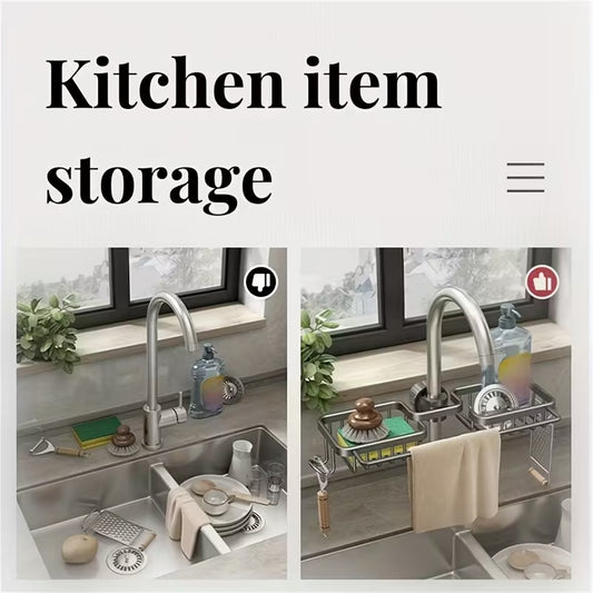 Aluminum Kitchen Storage Shelf – Overhead Hanging Organizer
